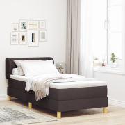 vidaXL Resårsäng med madrass 90x200 cm mörkbrun tyg