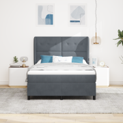 vidaXL Resårsäng med madrass 140x200 cm mörkgrå sammet