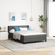 vidaXL Box Spring Säng med Madrass Mörkgrå 160x200 cm Tyg