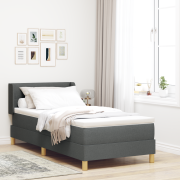 vidaXL Boxspring säng med madrass, mörkgrå, 90 x 200 cm, tyg.