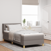 vidaXL Sängbotten med madrass taupe 90x200 cm tyg