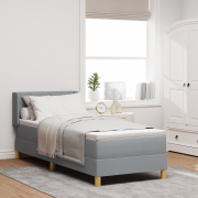 vidaXL Boxspring säng med madrass i ljusgrå, 80 x 200 cm, tyg