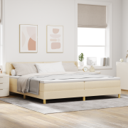 vidaXL Bäddmadrass med madrass Gräddvit 200x200 cm Tyg