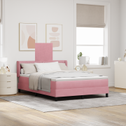 vidaXL Sängbotten med Madrass Rosa 140x190 cm Sammet