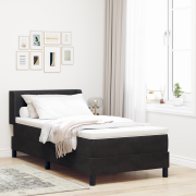 vidaXL Boxspring Säng med Madrass Svart 90x190 cm Sammet