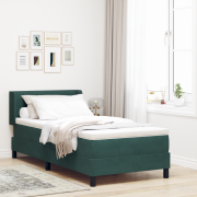vidaXL Resårsäng med madrass 90x200 cm mörkgrön sammet
