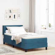 vidaXL Resårsäng med madrass 100x200 cm mörkblå sammet