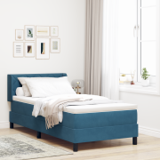 vidaXL Resårsäng med madrass 90x190 cm mörkblå sammet