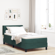 vidaXL Resårsäng med madrass 90x200 cm mörkgrön sammet