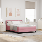 vidaXL Resårsäng med madrass 160x200 cm rosa sammet