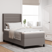vidaXL Boxspring Säng med Madrass Taupe 100x200 cm Tyg