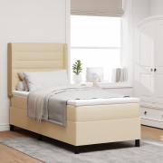 vidaXL Box Spring Säng med Madrass - Grädde, 100x200 cm, Tyg
