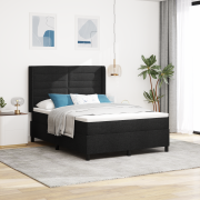 vidaXL Boxspring Säng med Madrass Svart 140x190 cm Tyg