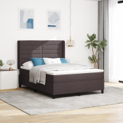 vidaXL Box Vågfjädrar Säng med Madrass Mörkbrun 140x190 cm