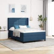 vidaXL Boxspring Säng med Madrass Blå 160x200 cm Tyg