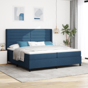 vidaXL Boxfjädersäng med madrass - Blå - 200x200 cm - Tyg