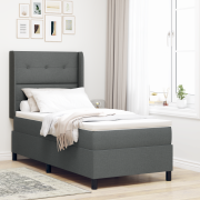 vidaXL Boxspring Säng med Madrass Mörkgrå 90x190 cm Tyg