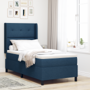 vidaXL Boxspring Säng med Madrass Blå 90x200 cm Tyg
