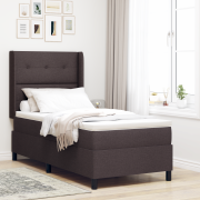 vidaXL Resårsäng med Madrass Mörkbrun 100x200 cm Tyg