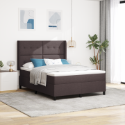 vidaXL Boxspring Säng med Mattress Mörkbrun 160x200 cm Tyg