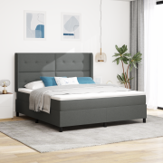 vidaXL boxfjädersäng med madrass, mörkgrå 180x200 cm, tyg