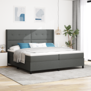 vidaXL Kontinentalsäng med madrass Mörkgrå 200x200 cm Tyg