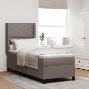 vidaXL Box Säng med madrass, Taupe, 90x190 cm, tyg