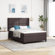 vidaXL Sängbotten med Madrass Mörkbrun 160x200 cm Tyg