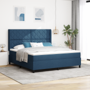 vidaXL Boxspring säng med madrass blå 180x200 cm tyg