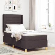 vidaXL Boxspring Säng med Madrass Mörkbrun 90x200 cm Tyg