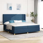 vidaXL Boxfjärmad säng med madrass Blå 200x200 cm Tyg