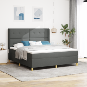 vidaXL Boxfjäder säng med madrass Mörkgrå 180x200 cm Tyg