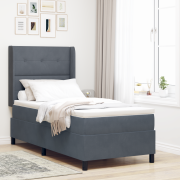 vidaXL Resårsäng med madrass 100x200 cm mörkgrå sammet
