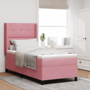 vidaXL Boxspring Säng med Madrass Rosa 100x200 cm Sammet