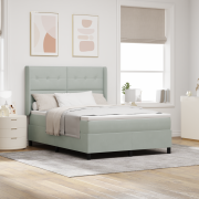 vidaXL Boxspring Säng med Madrass Ljusgrå 140x200 cm Sammet