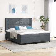 vidaXL Sängbotten med Madrass Mörkgrå 180x200 cm Sammet