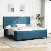 vidaXL Sängbotten med Madrass Mörk Blå 200x200 cm Sammet