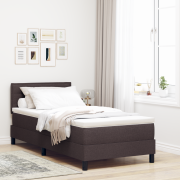 vidaXL Sängbotten med madrass och LED Mörkbrun 90x200 cm Tyg