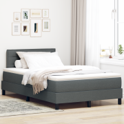 vidaXL Boxfjädrande Säng med Madrass & LED Mörkgrå 120x190 cm Tyg