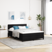 vidaXL Sängbotten med madrass och LED Svart 140x190 cm Tyg