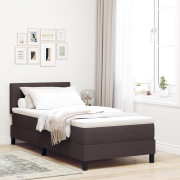 vidaXL Boxspring Säng med Madrass och LED Mörkbrun 100x200 cm Tyg