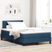 vidaXL Boxspring Säng med Madrass & LED Blå 120x200 cm Tyg