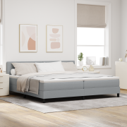 vidaXL Boxspring-säng med madrass och LED-lampa Ljusgrå 200x200 cm Tyg
