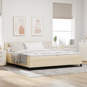 vidaXL Sängbotten med madrass och LED krämfärgad 200x200 cm tyg
