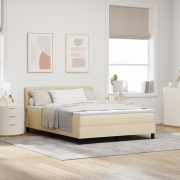 vidaXL Boxspring säng med madrass & LED Grädde 140x200 cm Tyg