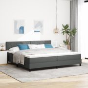 vidaXL Box fjädrar säng med madrass & LED mörkgrå 200x200 cm tyg