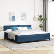 vidaXL Boxfjäder säng med madrass & LED Blå 200x200 cm Tyg