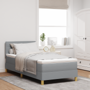 vidaXL Boxspring säng med madrass & LED Ljusgrå 100x200 cm Tyg