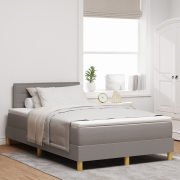 vidaXL Box Säng med Madrass & LED Taupe 120x200 cm Tyg