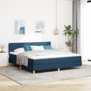 vidaXL Boxspring-säng med madrass & LED Blå 180x200 cm Tyg